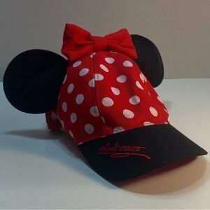 Minnie‎ Mouse Ears Walt Disney World Parks Polka Dot Girls Baseball Hat Cap Red